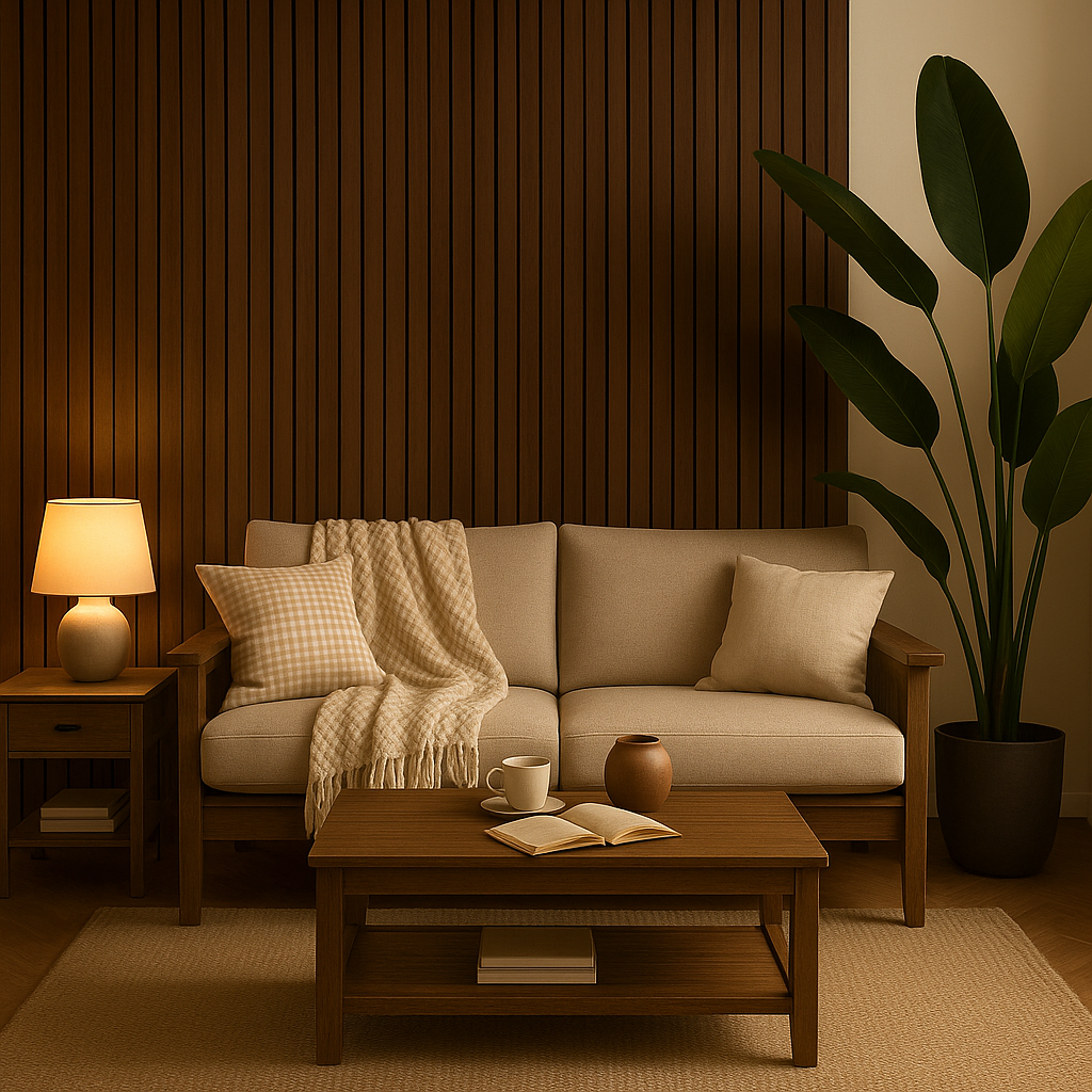 Simply Panels Premium Wide Slat 3-sided Wood Veneer Smoked Oak Acoustic Wall Panel- 240cm x 30cm (2 pack)