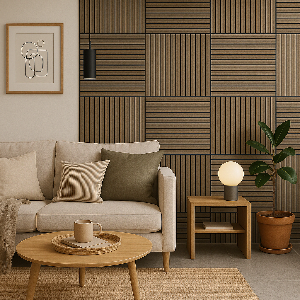 Simply Panels Acoustic Square Wall Panels 60cm x 60cm (4 pack) - Walnut