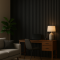 Simply Panels Colour Black Acoustic Wide Slat Wall Panel - 240cm 30cm (2 pack)