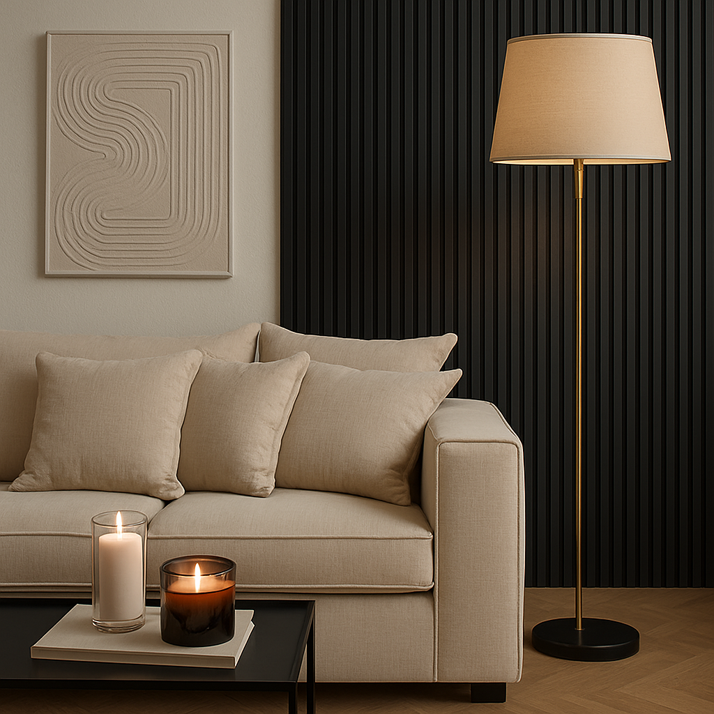 Simply Panels Charcoal Black Oak Acoustic Slatted Wood Wall Panels- 240cm x 32cm (2 pack)