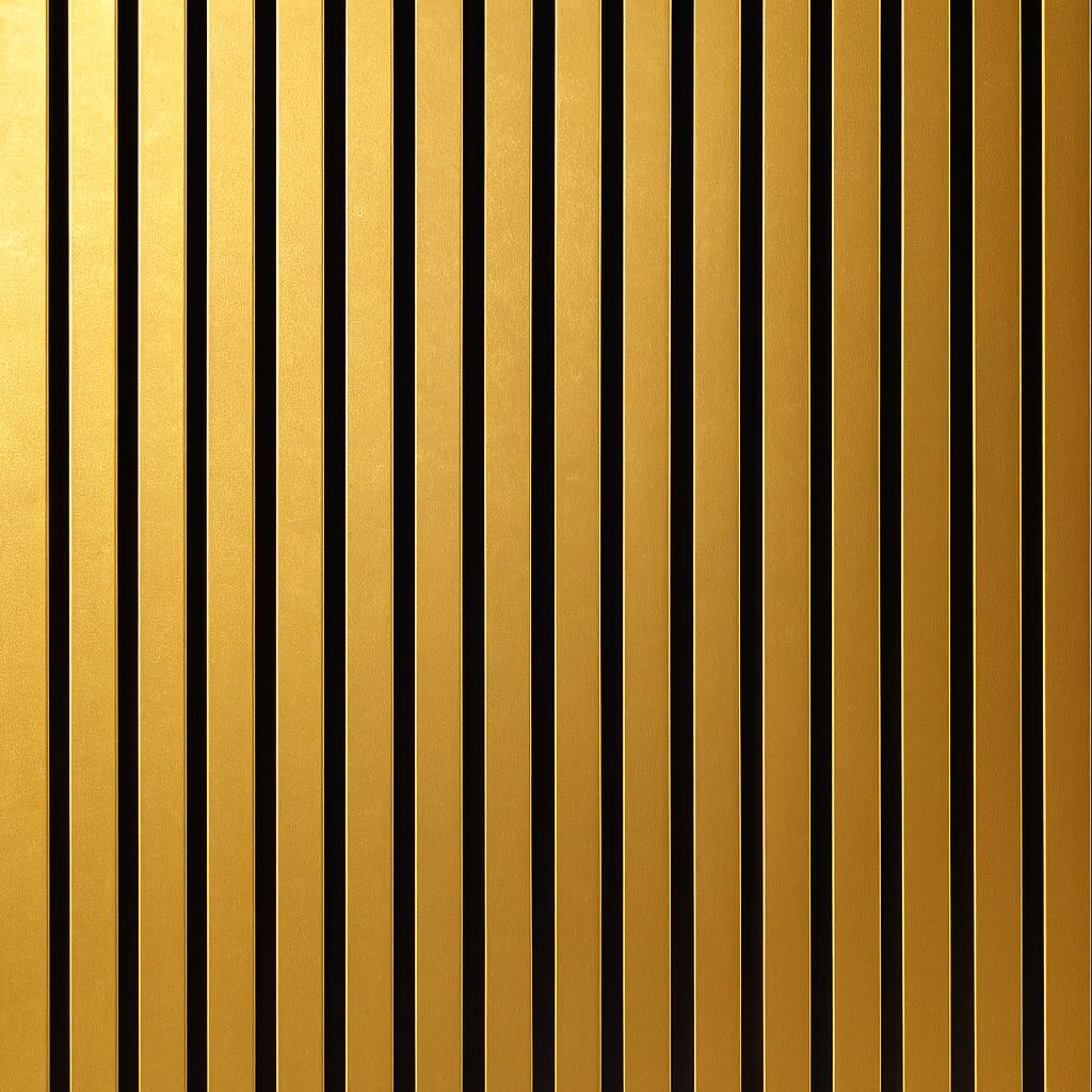 Simply Panels Gold Colour Acoustic Slatted Wood Wall Panels- 240cm x 32cm (2 pack)