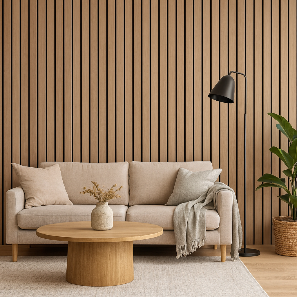 Simply Panels Premium Wide Slat 3-sided Wood Veneer Oak Acoustic Wall Panel  - 240cm x 30cm (2 pack)