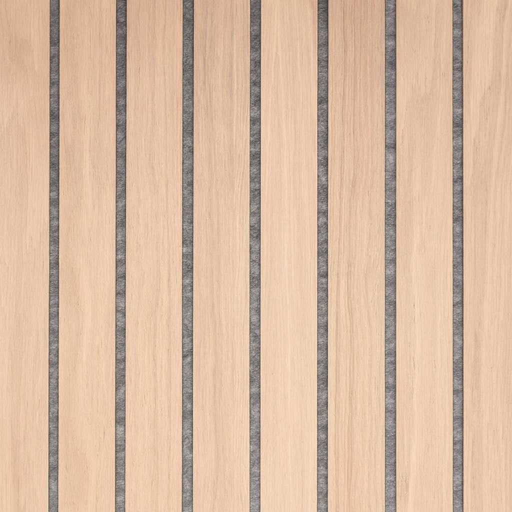 Simply Panels Premium Wide Slat 3-sided Wood Veneer Oak on Grey Felt Acoustic Wall Panel- 240cm x 30cm (2 pack)