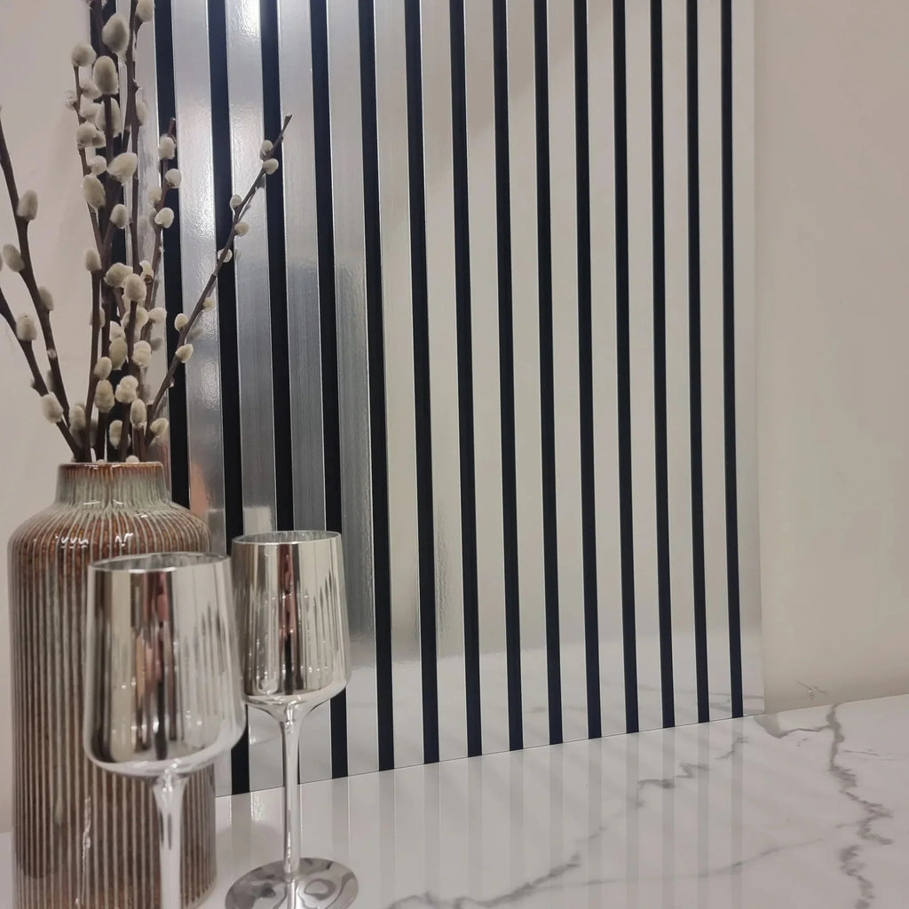 Simply Panels Chrome Colour Slatted Wood Wall Panels - 240cm x 32cm (2 pack)