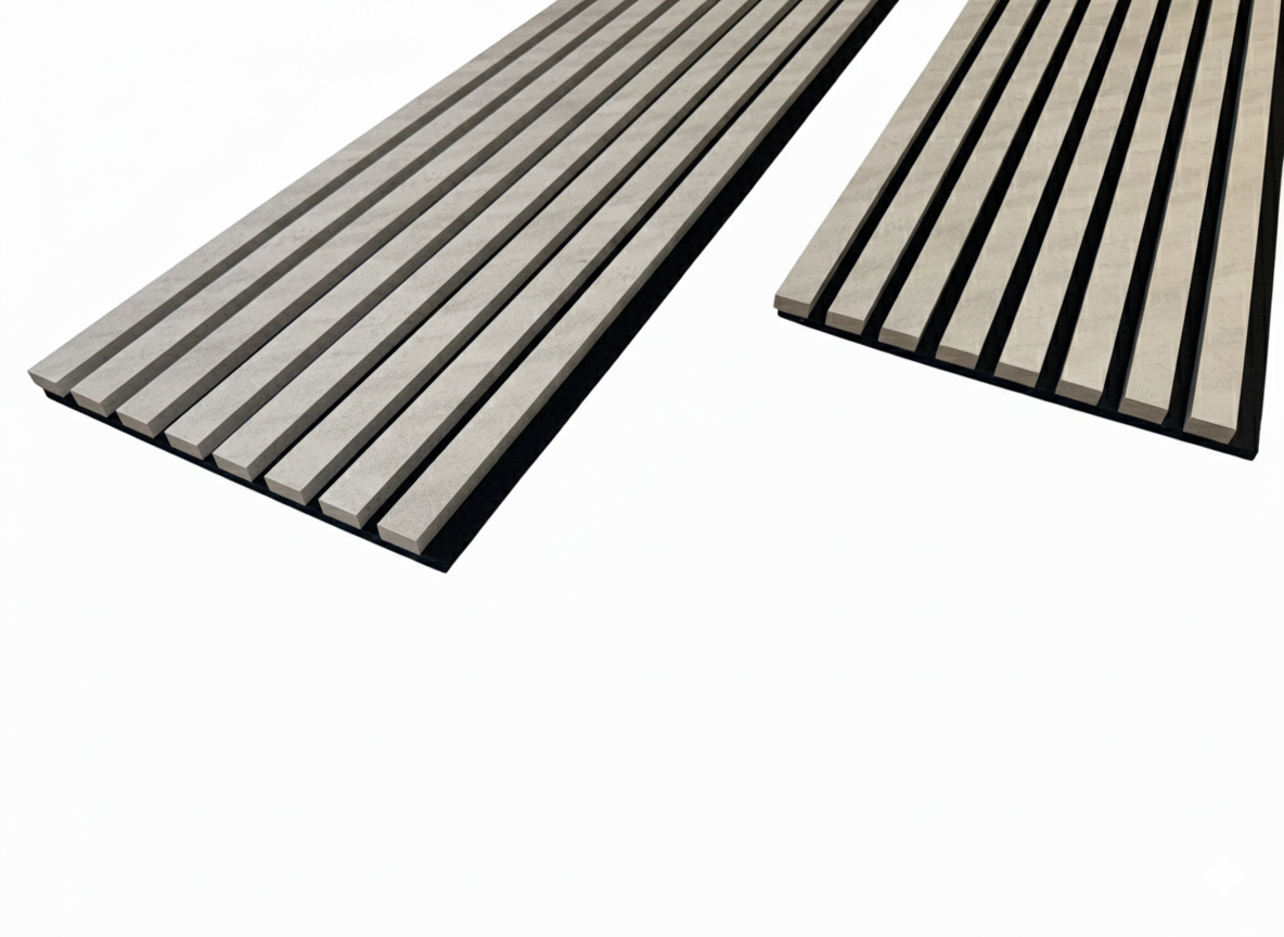Simply Panels Concrete Acoustic Slat Wall Panel - 240cm x 32cm (2 pack)