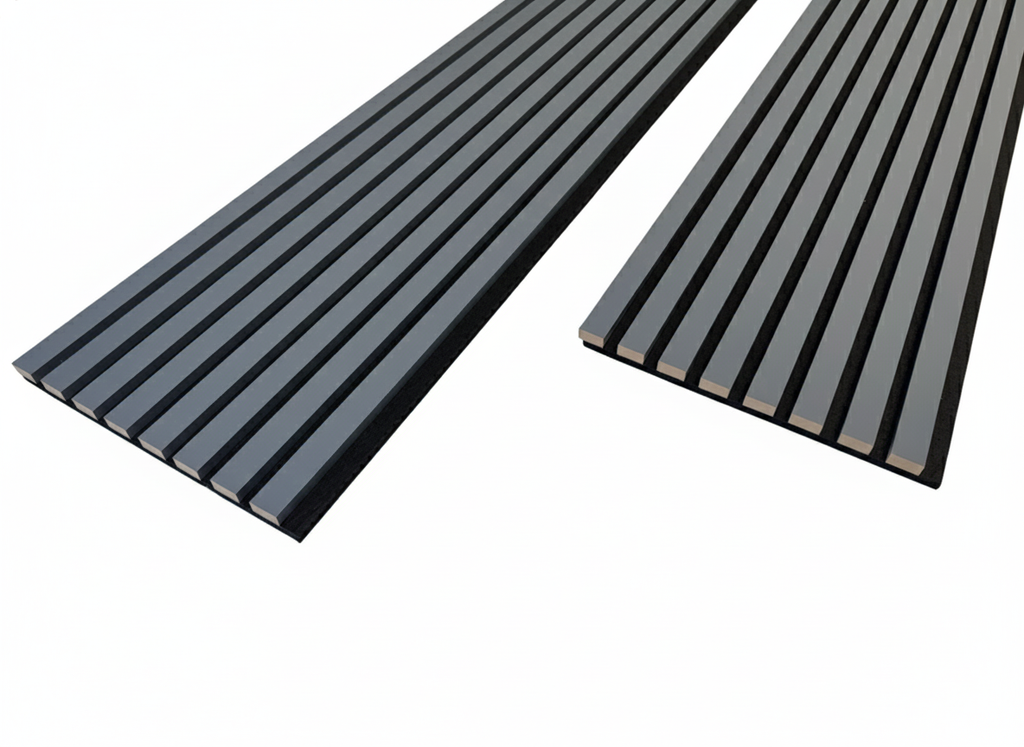 Simply Panels Colour Grey Acoustic Slat Wall Panel - 240cm x 32cm (2 pack)