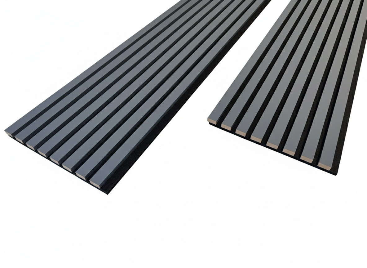 Simply Panels Colour Grey Acoustic Slat Wall Panel - 240cm x 32cm (2 pack)