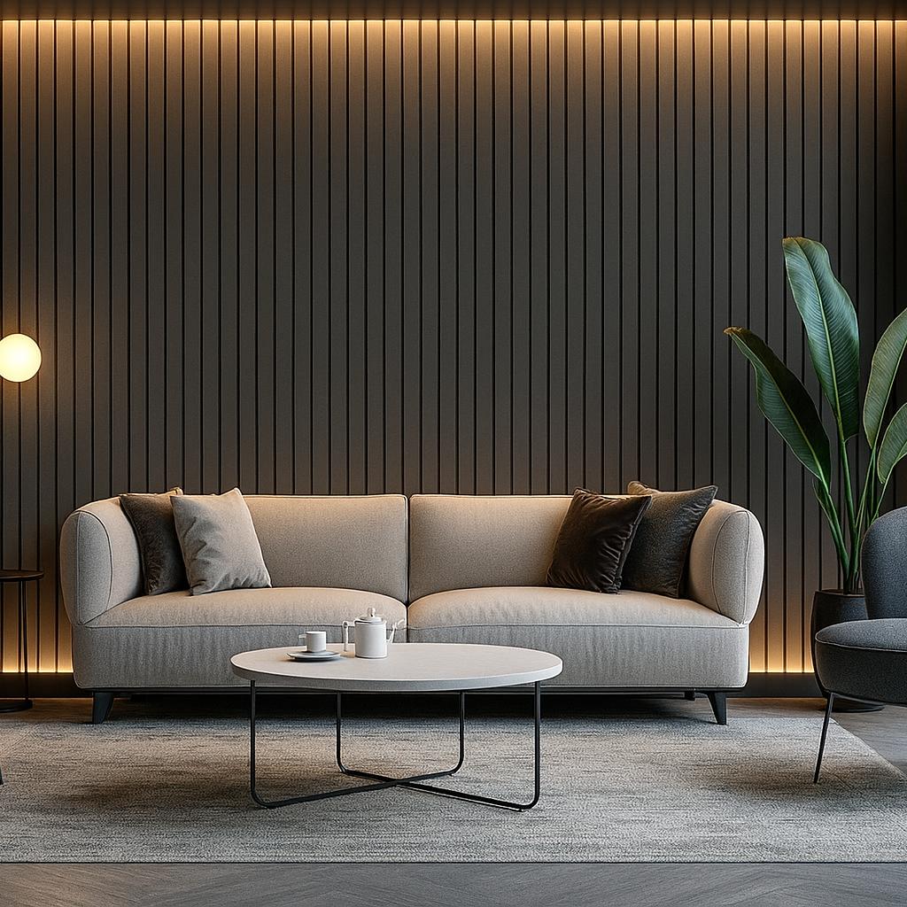 Simply Panels Colour Grey Acoustic Wide Slat Wall Panel - 240cm x 30cm (2 pack)