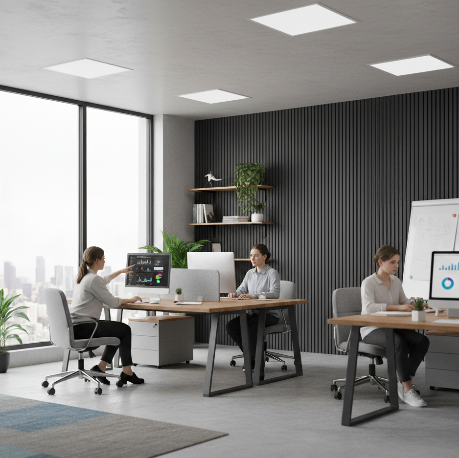 Simply Panels Colour Grey Acoustic Slat Wall Panel - 240cm x 32cm (2 pack)