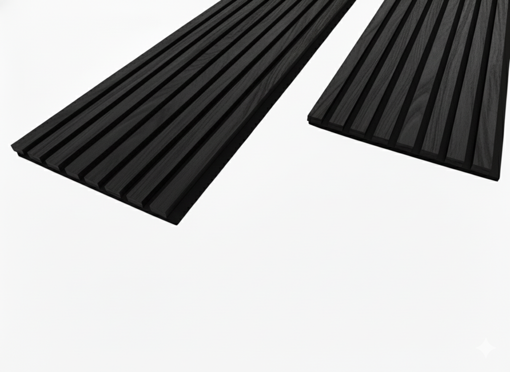 Simply Panels Premium 3-sided Wood Veneer Black Oak Acoustic Slat Wall Panel - 240cm x 32cm (2 pack)