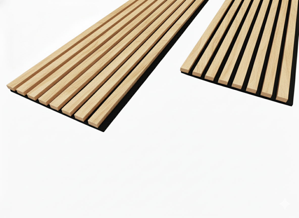 Simply Panels Premium 3-sided Wood Veneer Oak Acoustic Slat Wall Panel - 240cm x 32cm (2 pack)