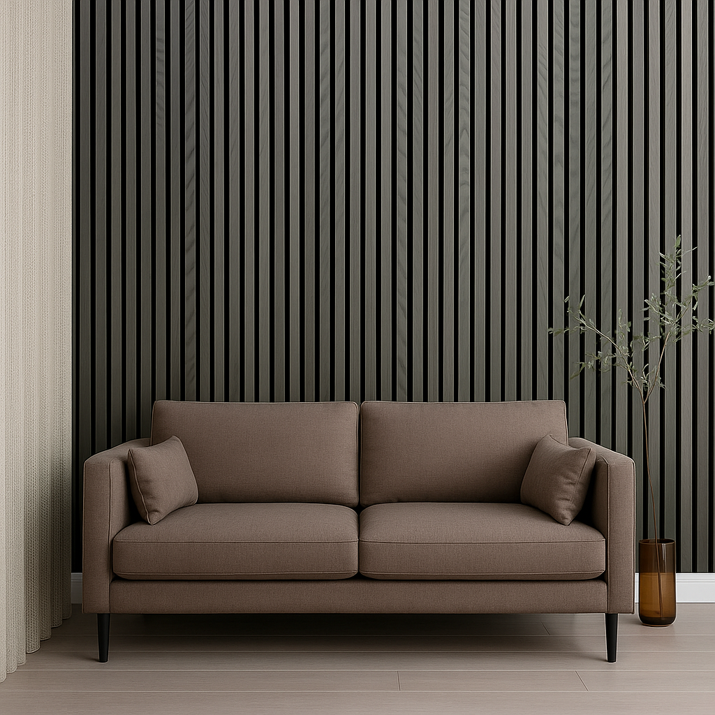 Simply Panels Grey Oak Acoustic Slatted Wood Wall Panels- 240cm x 32cm (2 pack)
